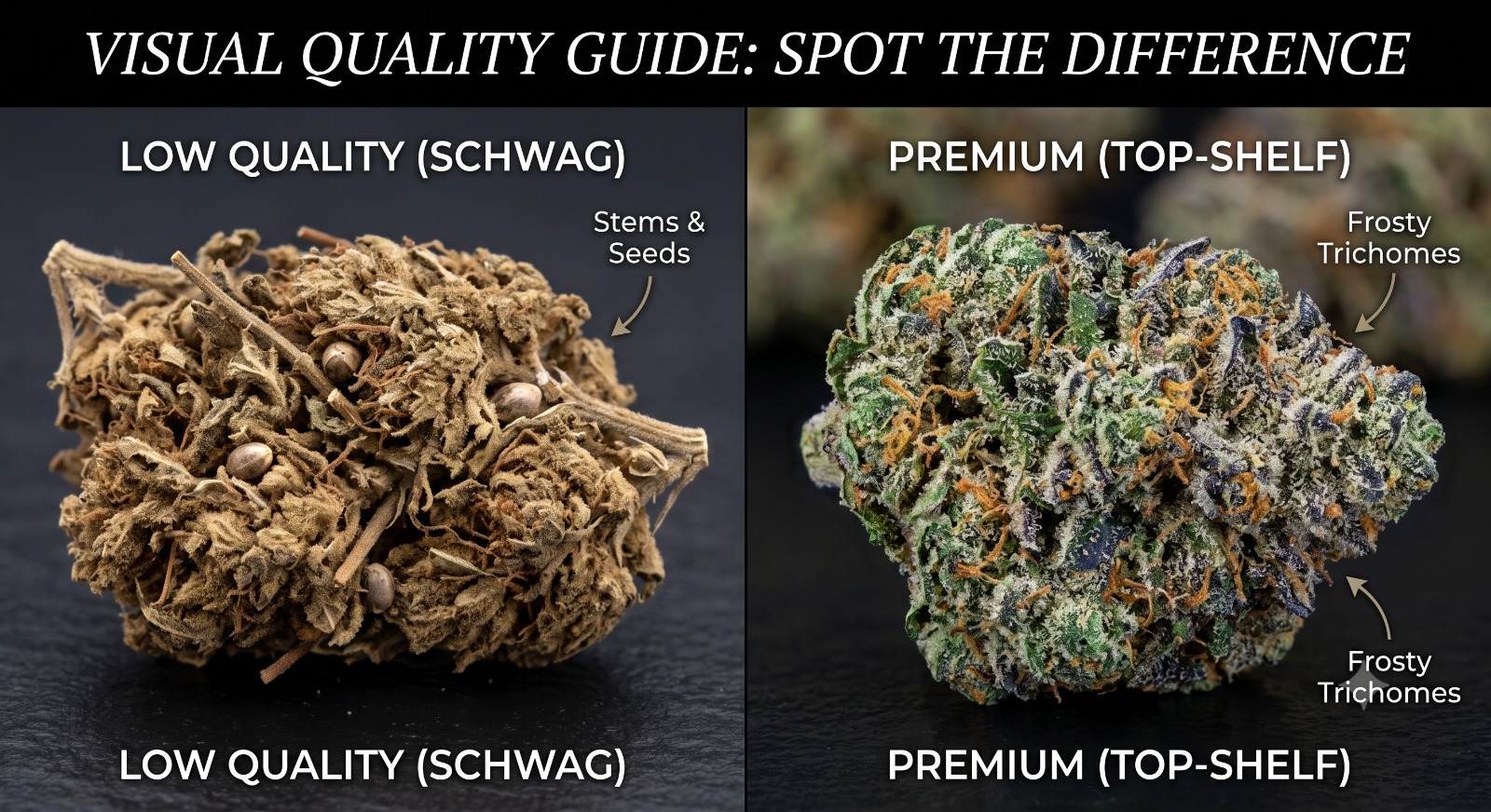 The Visual Guide to Spotting Top-Shelf Cannabis and Avoiding the Trash - cannabis education article cover